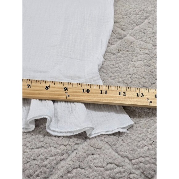 White Ruffle Hem Cotton Pants By Kaktus M Size - Picture 10 of 11